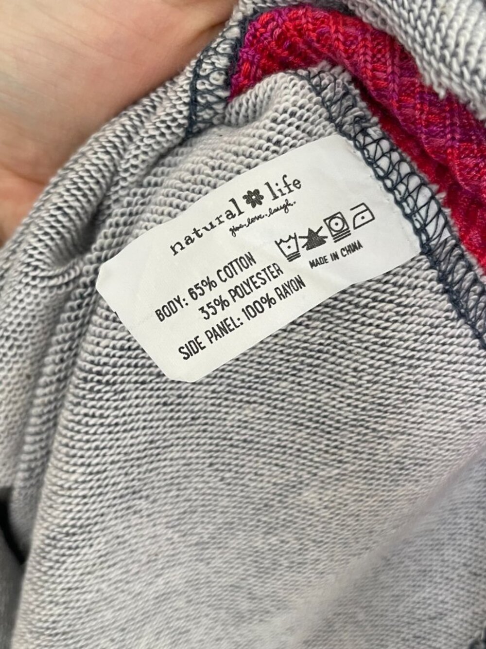 Natural Life Knit Trim Oversized Cotton Sweatshirt in Navy Size Medium - Picture 4 of 5